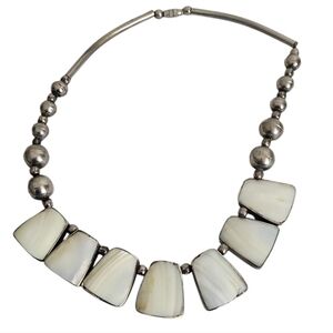 Mop Sterling Silver Pink White Gray White Navajo Mother Of Pearl Necklace